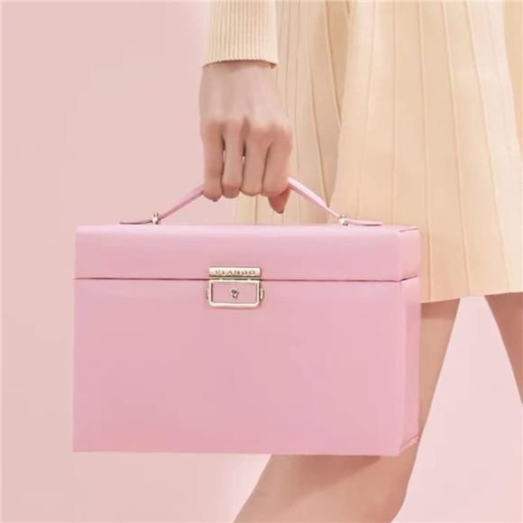 Lockable Jewelry Box Organizers with Key,Small Travel Earrings and Rings Jewelry - Picture 4 of 6